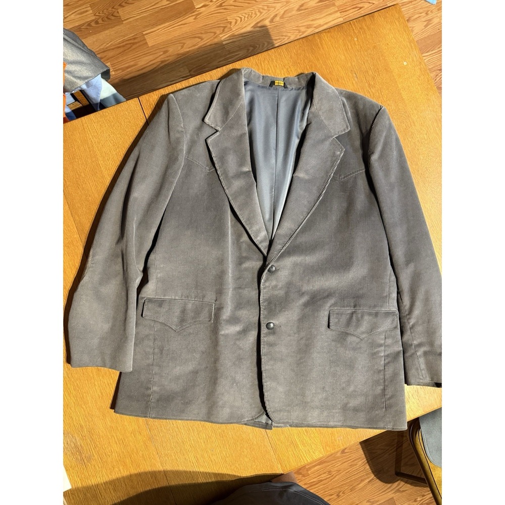 Vintage PIONEER‎ WEAR Corduroy Blazer 48L Rancher Jacket Gray Suede Elbow Patch
